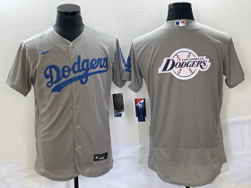 Wholesale Cheap Men\'s Los Angeles Dodgers Gray Team Big Logo Flex Base Stitched Baseball Jersey