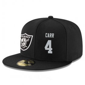 Wholesale Cheap Oakland Raiders #4 Derek Carr Snapback Cap NFL Player Black with Silver Number Stitched Hat