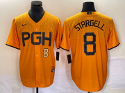 Wholesale Cheap Men's Pittsburgh Pirates #8 Willie Stargell Number Gold 2023 City Connect Stitched Jersey 2