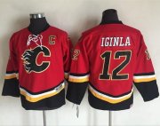 Wholesale Cheap Flames #12 Jarome Iginla Red/Black CCM Throwback Stitched Youth NHL Jersey
