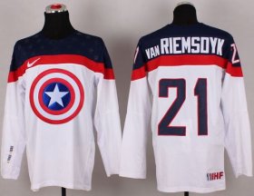 Wholesale Cheap Olympic Team USA #21 James van Riemsdyk White Captain America Fashion Stitched NHL Jersey