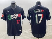 Cheap Men's Los Angeles Dodgers #17 Shohei Ohtani Number Mexico Black Cool Base Stitched Baseball Jerseys
