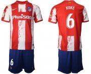 Wholesale Cheap Men 2021-2022 Club Atletico Madrid home red 6 Nike Soccer Jersey