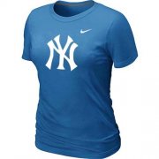 Wholesale Cheap Women's New York Yankees Heathered Nike Light Blue Blended T-Shirt