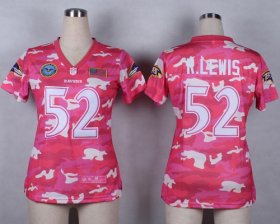 Wholesale Cheap Nike Ravens #52 Ray Lewis Pink Women\'s Stitched NFL Elite Camo Fashion Jersey