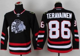 Wholesale Cheap Blackhawks #86 Teuvo Teravainen Black(White Skull) 2014 Stadium Series Stitched Youth NHL Jersey