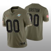 Wholesale Cheap Men's Miami Dolphins ACTIVE PLAYER Custom 2022 Olive Salute To Service Limited Stitched Jersey