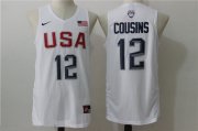 Wholesale Cheap 2016 Olympics Team USA Men's #12 DeMarcus Cousins White Stitched NBA Nike Swingman Jersey