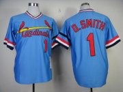 Wholesale Cheap Mitchell And Ness 1982 Cardinals #1 Ozzie Smith Blue Stitched MLB Throwback Jersey