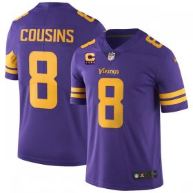 Wholesale Cheap Men\'s Minnesota Vikings 2022 #8 Kirk Cousins Purple With 4-Star C Patch Rush Limited Stitched NFL Jersey