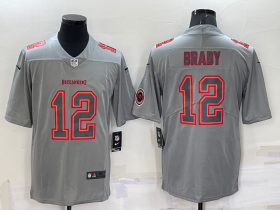 Wholesale Men\'s Tampa Bay Buccaneers #12 Tom Brady LOGO Grey Atmosphere Fashion Vapor Untouchable Stitched Limited Jersey