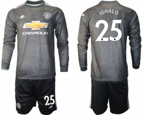 Wholesale Cheap Men 2020-2021 club Manchester united away long sleeve 25 black Soccer Jerseys