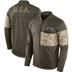 Wholesale Cheap Men\'s Oakland Raiders Nike Olive Salute to Service Sideline Hybrid Half-Zip Pullover Jacket