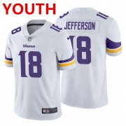 Wholesale Cheap Youth Minnesota Vikings #18 Justin Jefferson 2020 White Vapor Untouchable Limited Stitched Jersey