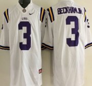 Wholesale Cheap LSU Tigers #3 Odell Beckham Jr. White 2015 College Football Nike Limited Jersey