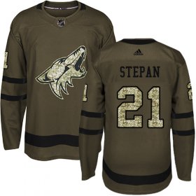 Wholesale Cheap Adidas Coyotes #21 Derek Stepan Green Salute to Service Stitched NHL Jersey