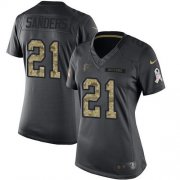 Wholesale Cheap Nike Falcons #21 Deion Sanders Black Women's Stitched NFL Limited 2016 Salute to Service Jersey