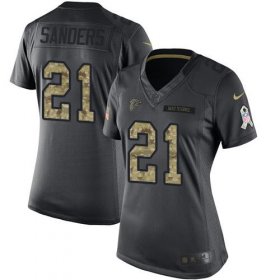 Wholesale Cheap Nike Falcons #21 Deion Sanders Black Women\'s Stitched NFL Limited 2016 Salute to Service Jersey