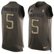 Wholesale Cheap Nike Panthers #5 Teddy Bridgewater Green Men's Stitched NFL Limited Salute To Service Tank Top Jersey