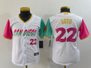 Wholesale Youth San Diego Padres #22 Juan Soto Number White 2022 City Connect Cool Base Stitched Jersey
