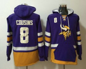 Wholesale Cheap Men\'s Minnesota Vikings #8 Kirk Cousins NEW Purple Pocket Stitched NFL Pullover Hoodie