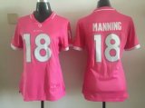 Wholesale Cheap Nike Broncos #18 Peyton Manning Pink Women's Stitched NFL Elite Bubble Gum Jersey