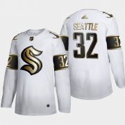 Wholesale Cheap Seattle Kraken #32 Kraken Men's Adidas White Golden Edition Limited Stitched NHL Jersey