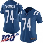 Wholesale Cheap Nike Colts #74 Anthony Castonzo Royal Blue Team Color Women's Stitched NFL 100th Season Vapor Untouchable Limited Jersey
