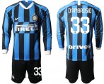 Wholesale Cheap Inter Milan #33 D'Ambrosio Home Long Sleeves Soccer Club Jersey