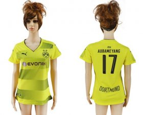 Wholesale Cheap Women\'s Dortmund #17 Aubameyang Home Soccer Club Jersey