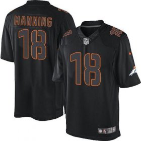 Wholesale Cheap Nike Broncos #18 Peyton Manning Black Men\'s Stitched NFL Impact Limited Jersey