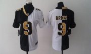 Wholesale Cheap Nike Saints #9 Drew Brees Black/White Women's Stitched NFL Elite Split Jersey