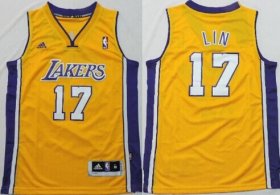 Cheap Los Angeles Lakers #17 Jeremy Lin Yellow Kids Jersey