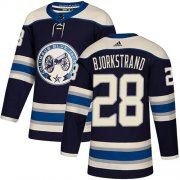 Wholesale Cheap Adidas Blue Jackets #28 Oliver Bjorkstrand Navy Blue Alternate Authentic Stitched NHL Jersey