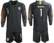 Wholesale Cheap USA #1 Howard Black Goalkeeper Long Sleeves Soccer Country Jersey