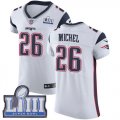 Wholesale Cheap Nike Patriots #26 Sony Michel White Super Bowl LIII Bound Men's Stitched NFL Vapor Untouchable Elite Jersey