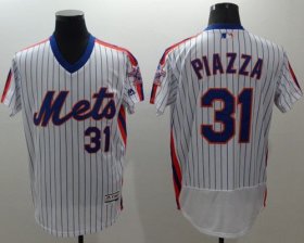 Wholesale Cheap Mets #31 Mike Piazza White(Blue Strip) Flexbase Authentic Collection Alternate Stitched MLB Jersey