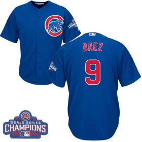Wholesale Cheap Cubs #9 Javier Baez Blue Alternate 2016 World Series Champions Stitched Youth MLB Jersey