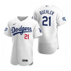 Wholesale Cheap Los Angeles Dodgers #21 Walker Buehler White 2020 World Series Champions Jersey