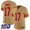 Wholesale Cheap Nike 49ers #17 Emmanuel Sanders Gold Men's Stitched NFL Limited Inverted Legend 100th Season Jersey