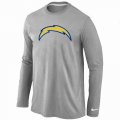 Wholesale Cheap Nike Los Angeles Chargers Logo Long Sleeve T-Shirt Grey