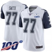 Wholesale Cheap Nike Cowboys #77 Tyron Smith White Men's Stitched With Established In 1960 Patch NFL Limited Rush 100th Season Jersey