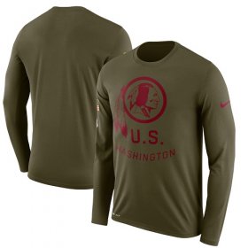 Wholesale Cheap Men\'s Washington Redskins Nike Olive Salute to Service Sideline Legend Performance Long Sleeve T-Shirt