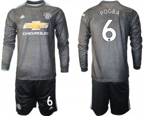 Wholesale Cheap Men 2020-2021 club Manchester united away long sleeve 6 black Soccer Jerseys