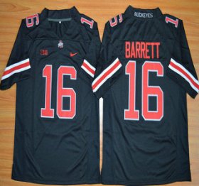 Wholesale Cheap Ohio State Buckeyes #16 J.T. Barrett Black With Red 2015 College Football Nike Limited Jersey