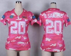 Wholesale Cheap Nike Lions #20 Barry Sanders Pink Women\'s Stitched NFL Elite Camo Fashion Jersey