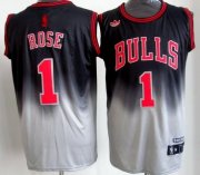 Wholesale Cheap Chicago Bulls #1 Derrick Rose Black/Gray Fadeaway Fashion Jersey