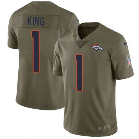 Wholesale Cheap Nike Broncos #1 Marquette King Olive Men\'s Stitched NFL Limited 2017 Salute To Service Jersey