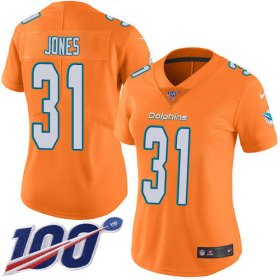 Wholesale Cheap Nike Dolphins #31 Byron Jones Orangen Women\'s Stitched NFL Limited Rush 100th Season Jersey