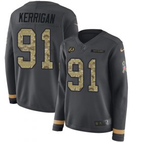 Wholesale Cheap Nike Redskins #91 Ryan Kerrigan Anthracite Salute to Service Women\'s Stitched NFL Limited Therma Long Sleeve Jersey